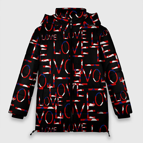 Женская зимняя куртка Love паттерн / 3D-Черный – фото 1