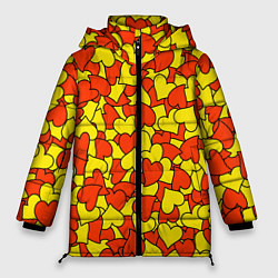 Женская зимняя куртка Красно-желтые сердца