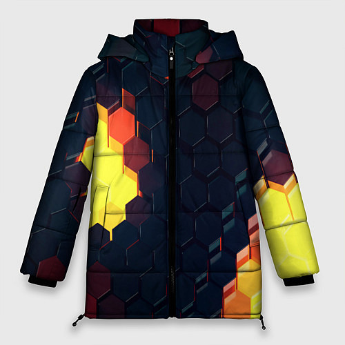 Женская зимняя куртка Оранжевый питон / 3D-Черный – фото 1