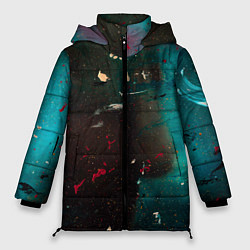 Женская зимняя куртка Абстрактные тьма, светло-синий туман и мазки красо