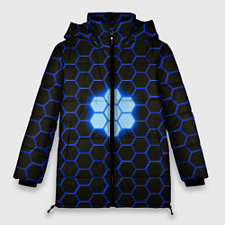 Куртка зимняя женская Сталь железные соты абстрактные, цвет: 3D-черный