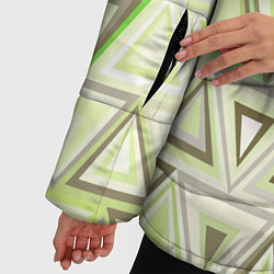 Куртка зимняя женская Геометрический светло-зелёный паттерн из треугольн, цвет: 3D-светло-серый — фото 2