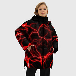 Куртка зимняя женская Молнии гроза ночь, цвет: 3D-светло-серый — фото 2