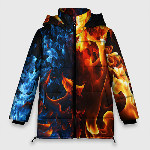 Женская зимняя куртка Битва огней - два пламени / 3D-Черный – фото 1