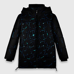 Женская зимняя куртка Абстрактные неоновые светло-синие линии шара