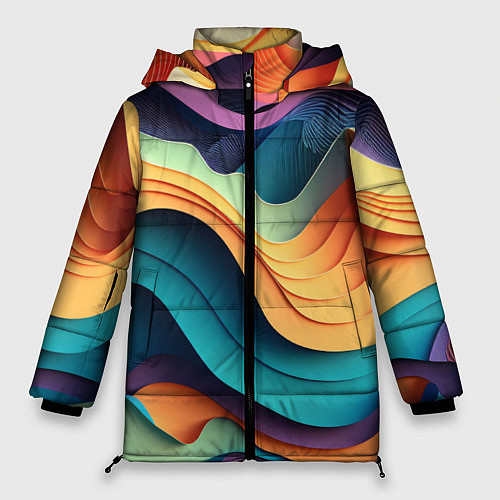 Женская зимняя куртка Цветной рельеф / 3D-Черный – фото 1