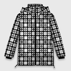 Куртка зимняя женская Черно-белый геометрический мелкий узор, цвет: 3D-светло-серый
