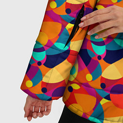 Куртка зимняя женская Абстрактный узор из разноцветных окружностей, цвет: 3D-светло-серый — фото 2