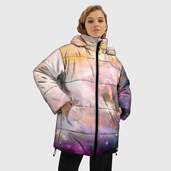 Куртка зимняя женская Аморфное абстрактное космическое красочное небо, цвет: 3D-черный — фото 2