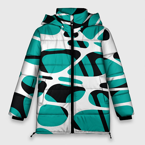 Женская зимняя куртка Абстрактный узор из сетчатых прожилок / 3D-Черный – фото 1