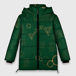 Куртка зимняя женская Memphis Узор из треугольников кругов и точек, цвет: 3D-черный