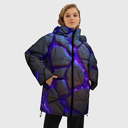 Куртка зимняя женская Неоновые трещины - яркая лава, цвет: 3D-черный — фото 2