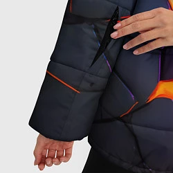 Куртка зимняя женская Неоновые трещины - лава, цвет: 3D-черный — фото 2