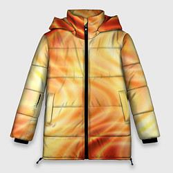 Куртка зимняя женская Абстрактные оранжево-жёлтые солнечные волны, цвет: 3D-красный