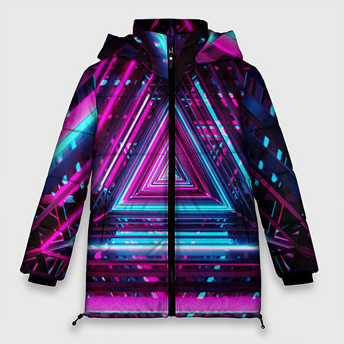 Женская зимняя куртка Неоновые линии / 3D-Черный – фото 1