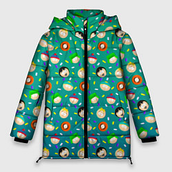 Куртка зимняя женская Южный Парк - паттерн персонажи, цвет: 3D-светло-серый