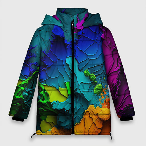 Женская зимняя куртка Взрыв красок / 3D-Черный – фото 1
