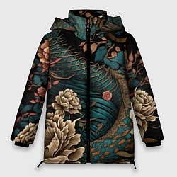 Куртка зимняя женская Японский змей Irezumi, цвет: 3D-черный
