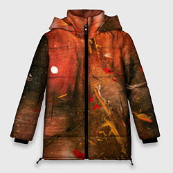 Женская зимняя куртка Абстрактный красный туман и краски