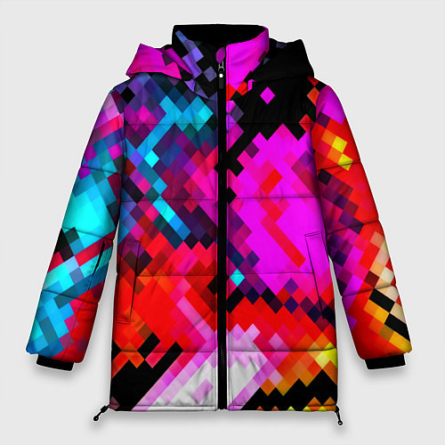 Женская зимняя куртка Pixel neon mosaic / 3D-Красный – фото 1