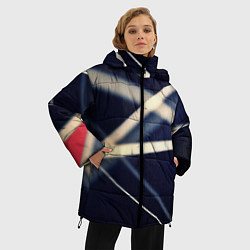 Куртка зимняя женская Полосатая абстракция, цвет: 3D-красный — фото 2