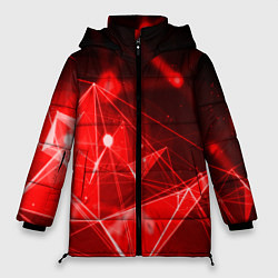 Куртка зимняя женская Абстрактные красные лучи, цвет: 3D-светло-серый