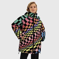 Куртка зимняя женская Colorful avant-garde chess pattern - fashion, цвет: 3D-черный — фото 2