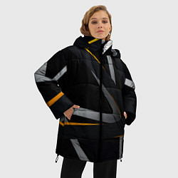 Куртка зимняя женская Спортивная геометрия полосы, цвет: 3D-красный — фото 2