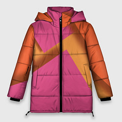 Куртка зимняя женская Геометрические абстрактные соединения пластин, цвет: 3D-красный