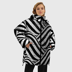 Куртка зимняя женская Авангардный фрактальный паттерн, цвет: 3D-светло-серый — фото 2