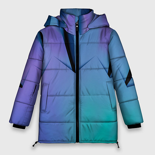 Женская зимняя куртка Светлые фигуры и листы / 3D-Черный – фото 1