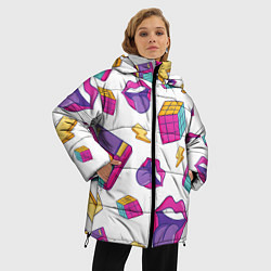 Куртка зимняя женская Паттерн в стиле 90-х, цвет: 3D-светло-серый — фото 2