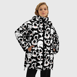 Куртка зимняя женская Чёрно-белые панды, цвет: 3D-красный — фото 2