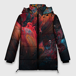 Куртка зимняя женская Разноцветные брызги краски, цвет: 3D-красный