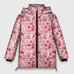 Женская зимняя куртка Розовые цветы узор