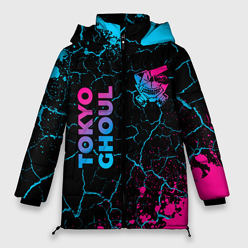 Женская зимняя куртка Tokyo Ghoul - neon gradient: надпись, символ / 3D-Черный – фото 1