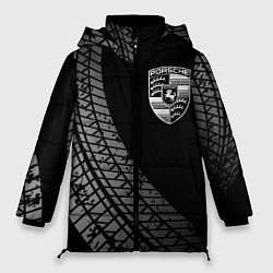 Куртка зимняя женская Porsche tire tracks, цвет: 3D-черный