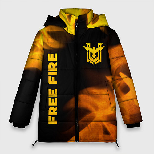 Женская зимняя куртка Free Fire - gold gradient: надпись, символ / 3D-Черный – фото 1