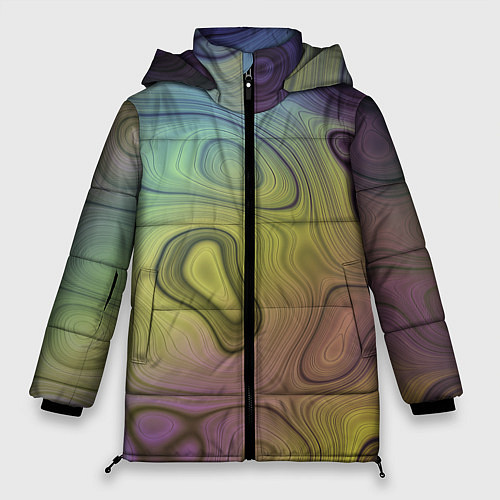 Женская зимняя куртка Абстрактная жидкость / 3D-Черный – фото 1