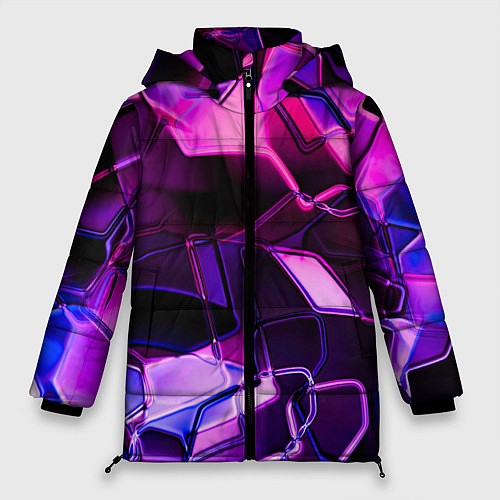 Женская зимняя куртка Неоновая искаженная геометрия / 3D-Черный – фото 1