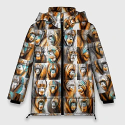 Куртка зимняя женская Орангутаны, цвет: 3D-светло-серый