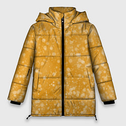 Куртка зимняя женская Оранжевый фон и белые точки, цвет: 3D-черный