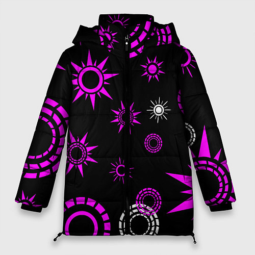 Женская зимняя куртка Калейдоскоп круги / 3D-Черный – фото 1