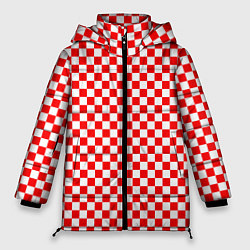 Куртка зимняя женская Красные и белые квадраты, цвет: 3D-светло-серый