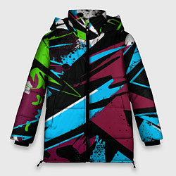 Куртка зимняя женская Граффити текстура, цвет: 3D-черный