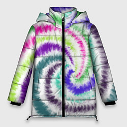Куртка зимняя женская Тай-дай разноцветный, цвет: 3D-светло-серый