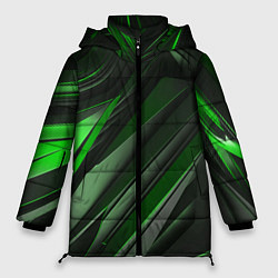 Куртка зимняя женская Green black abstract, цвет: 3D-светло-серый