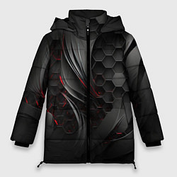 Куртка зимняя женская Черные абстрактные плиты, цвет: 3D-светло-серый