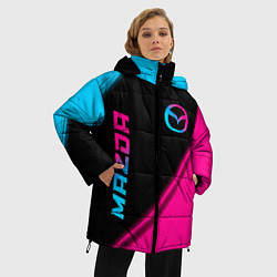 Куртка зимняя женская Mazda - neon gradient: надпись, символ, цвет: 3D-черный — фото 2