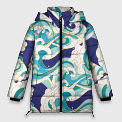 Куртка зимняя женская Волны - паттерн - мода, цвет: 3D-светло-серый